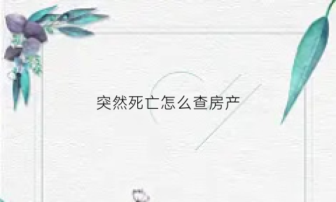 突然死亡怎么查房产(人过世了如何查房产)