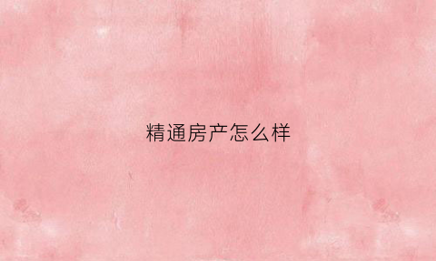 精通房产怎么样(精通房地产)