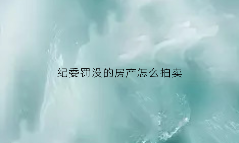 纪委罚没的房产怎么拍卖