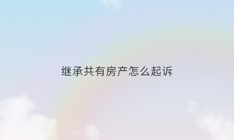 继承共有房产怎么起诉(继承共有财产)
