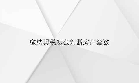 缴纳契税怎么判断房产套数(缴纳契税如何判断一套房还是二套房)