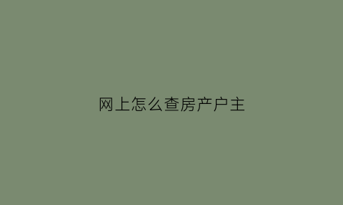 网上怎么查房产户主(网上怎么查房子的户主是谁)