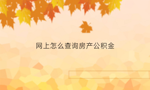 网上怎么查询房产公积金(网上怎么查住房公积金查询个人账户)