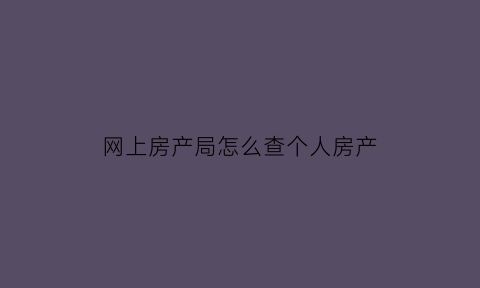 网上房产局怎么查个人房产(怎样网上查房产)