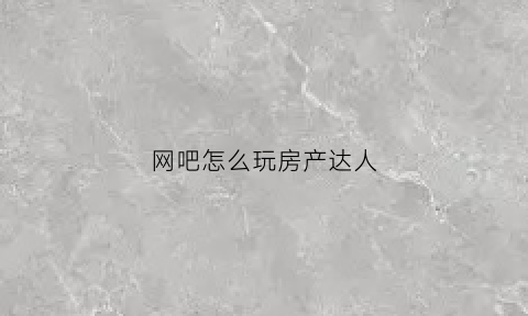 网吧怎么玩房产达人(房产达人吧台的污垢都在哪里)