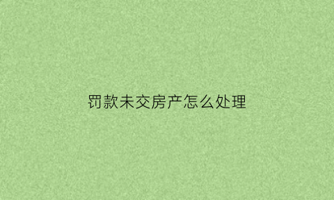 罚款未交房产怎么处理(罚款的房子)
