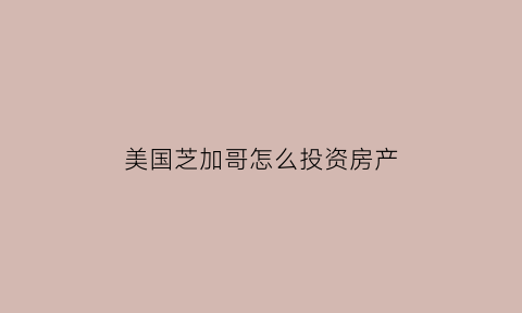 美国芝加哥怎么投资房产(芝加哥的房子贵吗)