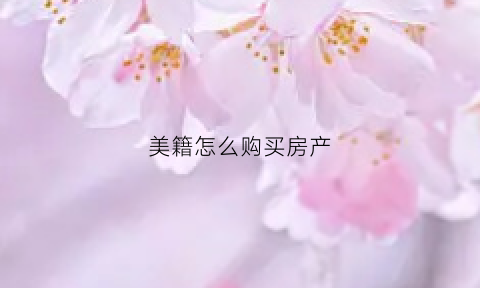 美籍怎么购买房产(外国人如何在美国买房)