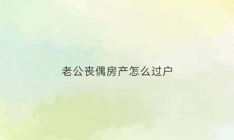 老公丧偶房产怎么过户(老公丧偶后和我结婚然后房产可以过户给我吗)
