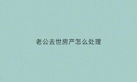 老公去世房产怎么处理(老公过世房产如何分配)