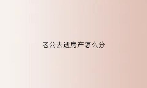 老公去逝房产怎么分(老公去逝房产怎么分配给老公)