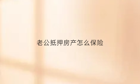 老公抵押房产怎么保险(老公抵押房产怎么保险给老婆)