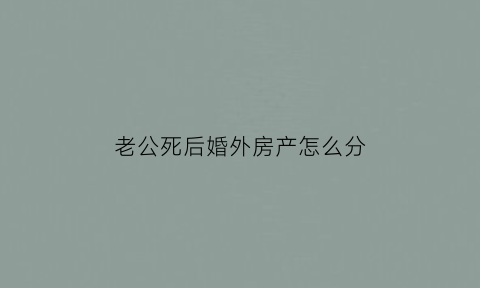 老公死后婚外房产怎么分(丈夫意外死亡婚后房子归谁)