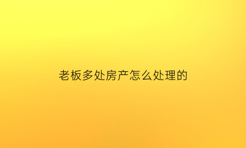 老板多处房产怎么处理的(老板多处房产怎么处理的好)