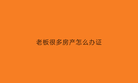 老板很多房产怎么办证(老板买的房子列入什么科目)