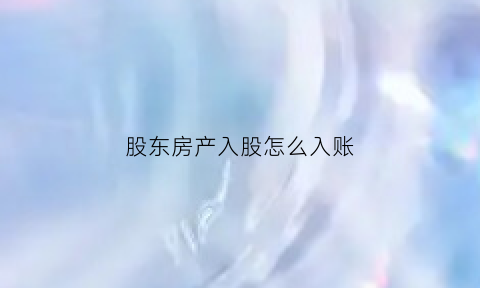 股东房产入股怎么入账(房子股东)