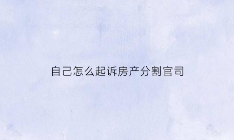自己怎么起诉房产分割官司(怎么起诉房子可以归自己)
