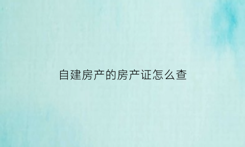 自建房产的房产证怎么查(怎么查自建房屋审批)