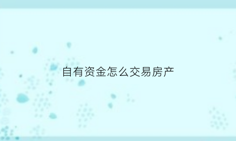 自有资金怎么交易房产(自有资金交易什么意思)