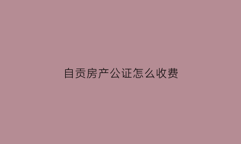 自贡房产公证怎么收费(自贡哪里可做公证)