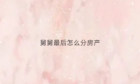 舅舅最后怎么分房产(舅舅的财产能继承吗)