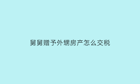 舅舅赠予外甥房产怎么交税(舅舅赠房给未成年外甥)
