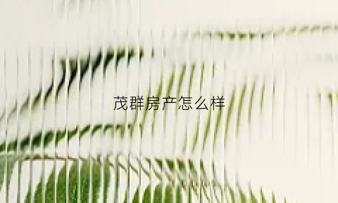 茂群房产怎么样(茂群家居有限公司)