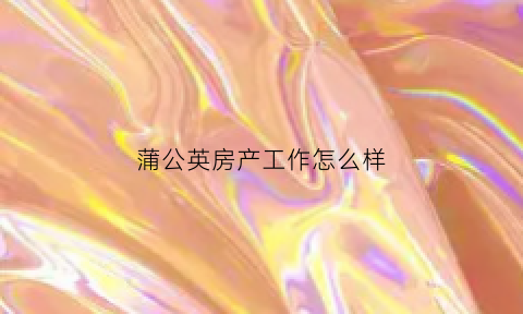 蒲公英房产工作怎么样