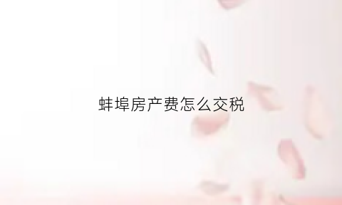 蚌埠房产费怎么交税(蚌埠房屋买卖税费规定)