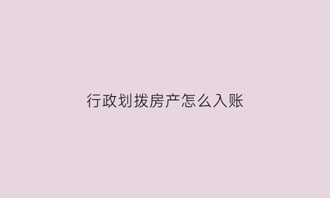 行政划拨房产怎么入账(行政划拨的土地)