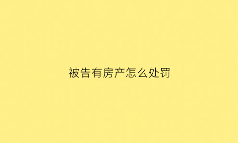 被告有房产怎么处罚(被告人有房产法院不执行怎么办)