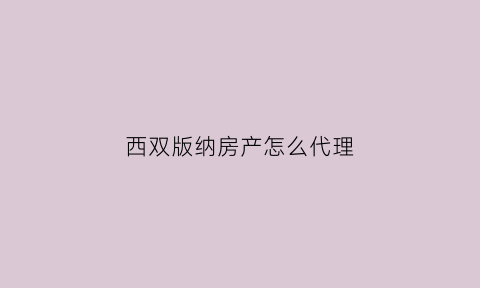 西双版纳房产怎么代理(西双版纳房产销售公司排名)