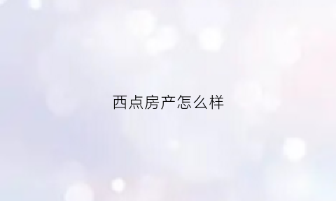 西点房产怎么样(西点房的操作流程)
