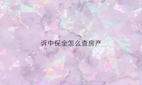 诉中保全怎么查房产(诉中保全法院)