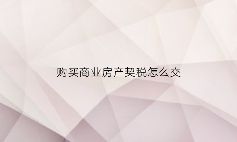 购买商业房产契税怎么交