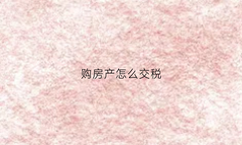 购房产怎么交税(买房子税怎么交)