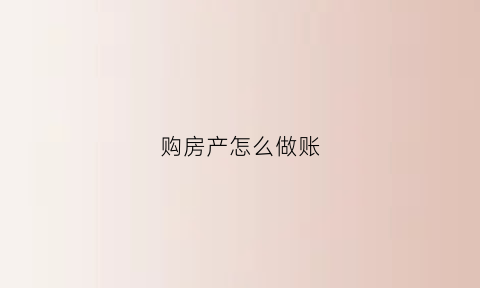 购房产怎么做账(购房产怎么做账务)