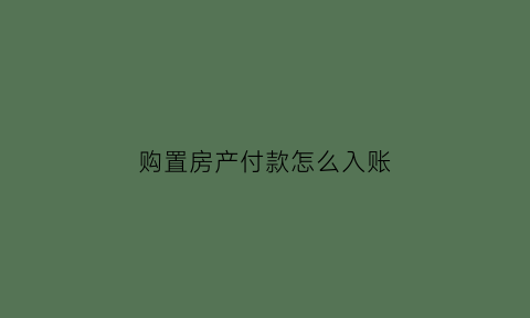 购置房产付款怎么入账(购买房产怎么做分录)