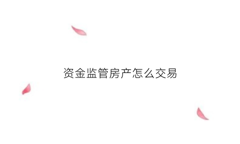 资金监管房产怎么交易(房产交易中的资金监管是什么意思)