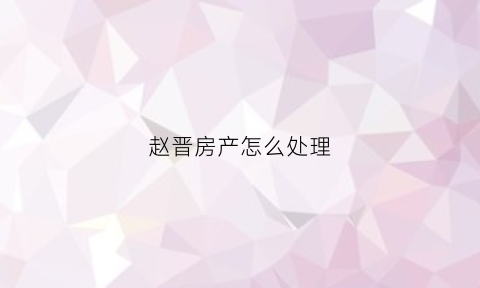 赵晋房产怎么处理(赵晋荣个人资料)