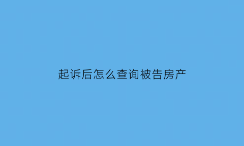 起诉后怎么查询被告房产