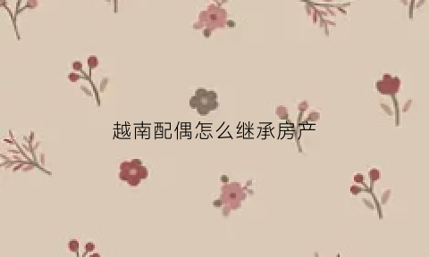 越南配偶怎么继承房产(越南配偶怎么继承房产的)
