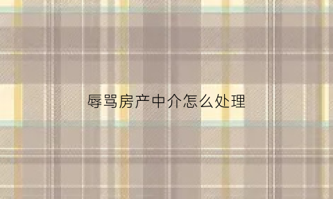 辱骂房产中介怎么处理(房屋中介辱骂客户怎么追究)