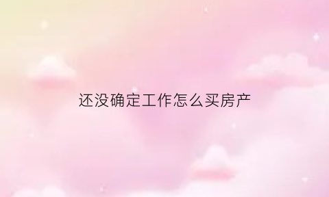 还没确定工作怎么买房产(没正式工作买房可以贷款吗)