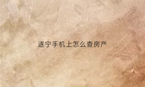 遂宁手机上怎么查房产(遂宁房产查询网上查询)