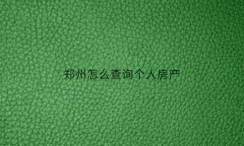 郑州怎么查询个人房产(郑州市房产查询证明在哪里开)