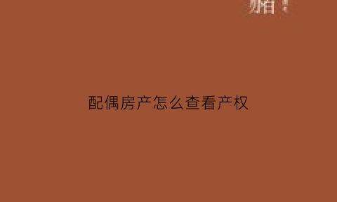 配偶房产怎么查看产权(配偶房产怎么查看产权归属)