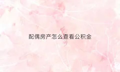 配偶房产怎么查看公积金(如何查配偶名下存款和房产)