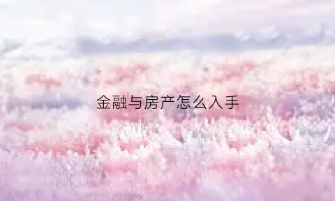 金融与房产怎么入手(金融房产是怎么回事)