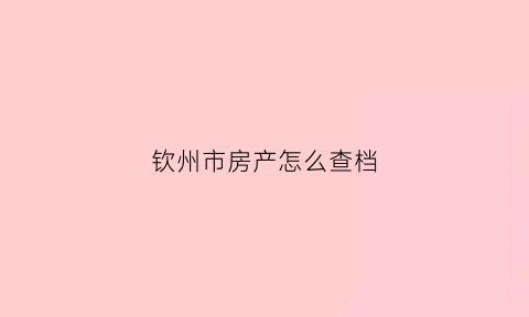 钦州市房产怎么查档